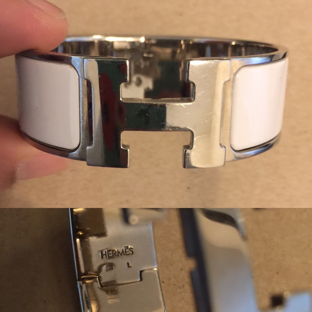 White Hermès Clic Clac Wise Bracelet White